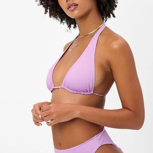 New!Frankie's Bikinis Harlow Plisse Halter Bikini Top‎ - Picture 3 of 11